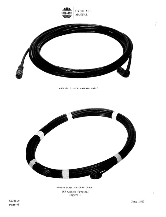 Collins DF-203 ADF System RF Cables Overhaul Manual 523-0755504-601113