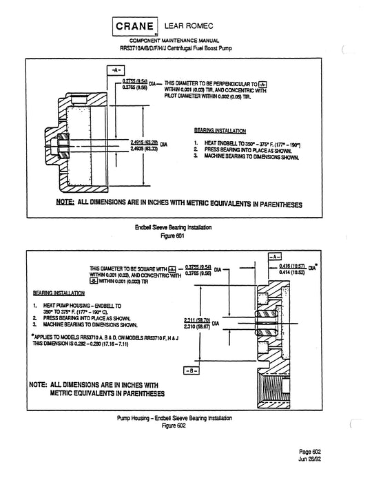 Lear Romec Centrifugal Fuel Boost Pump RR53710A, B, D, F, H, J Component Maintenance Manual