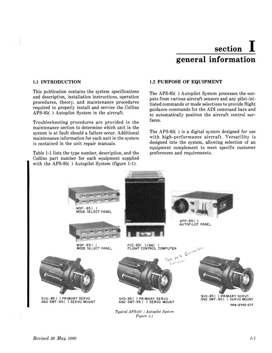 Collins APS-85( ) Autopilot Installation Manual 523-0772076-00611A