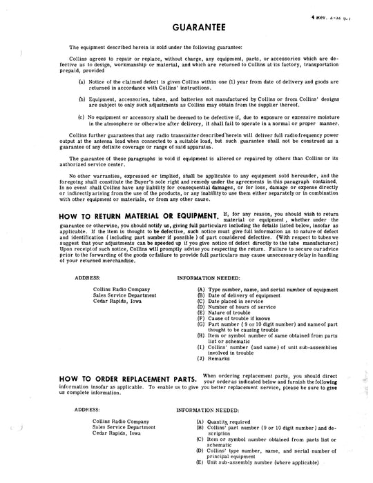 Collins 346A-1/346B-1 Aircraft Interphone & Isolation Amplifier Instruction Book 520-5370-00