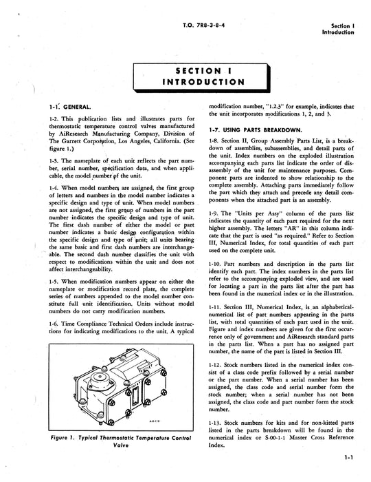 Garrett Airesearch Thermostatic Temperature Control Valves Illustrated Parts T.O. 7R8-3-8-4