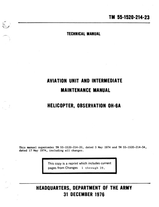 Hughes Helicopter OH-6A Aviation Unit and Intermediate Maintenance Manual TM 55-1520-214-23