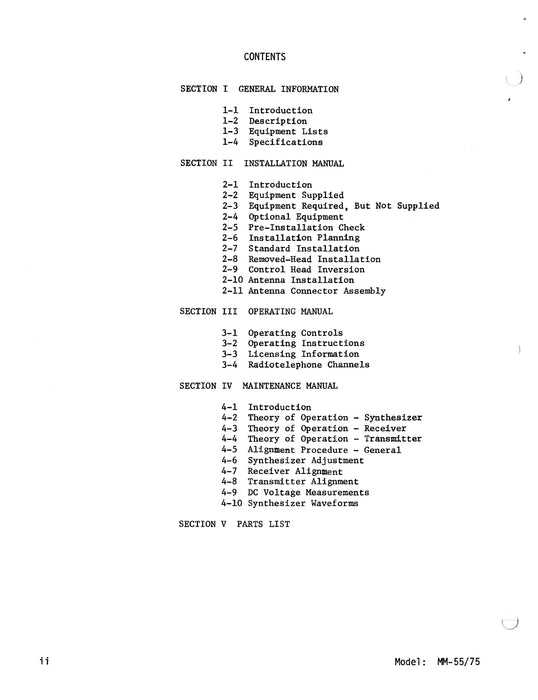 Genave M.M.-55/75 VHF FM Communications Transceiver Maintenance Manual