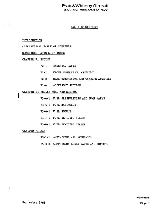 Pratt & Whitney JT3C-7 & JT3C-12 Turbojet Engines Illustrated Parts Catalog Part No. 395956