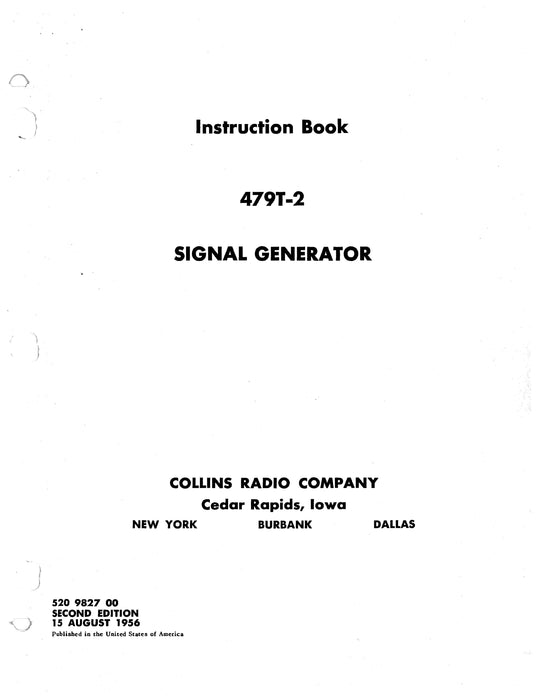 Collins 479T-2 Signal Generator Instruction Book 520 9827 00