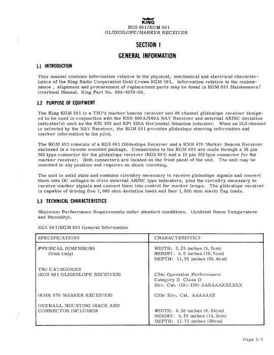 Bendix King KGS 681, KGM 691 Maintenance/Installation Manual 006-5070-01