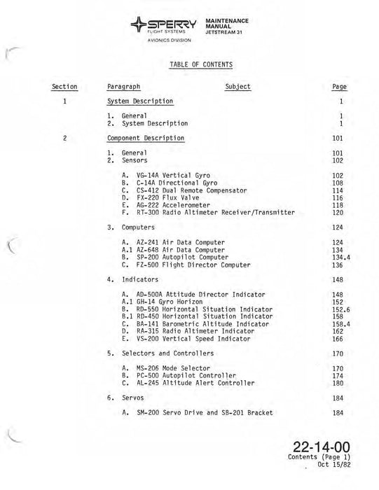 Sperry SPZ-200B/SPZ-500 Integrated Flight Control System Maintenance Manual