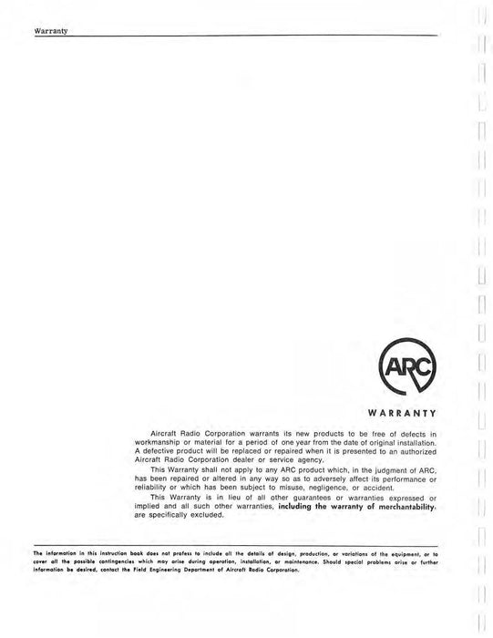 Aircraft Radio Corporation 506A ATC Transponder Set Instruction Book