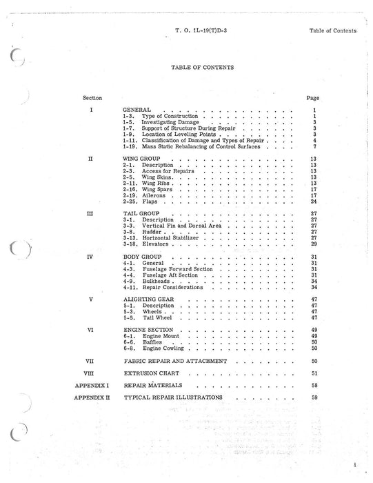 Cessna USAF TL-19D, L-19E, TL-19E Structural Repair Instructions (1-1L-19(T)D-3)