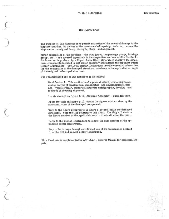 Cessna USAF TL-19D, L-19E, TL-19E Structural Repair Instructions (1-1L-19(T)D-3)