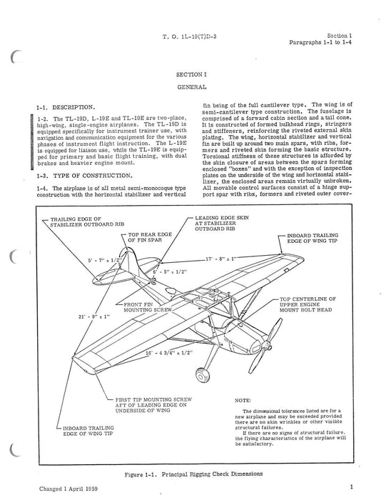 Cessna USAF TL-19D, L-19E, TL-19E Structural Repair Instructions (1-1L-19(T)D-3)