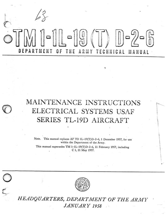 Cessna TL-19D Series 1958 Maintenance Instructions Electrical Systems (1L-19(T)D-2-6)