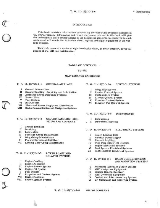 Cessna TL-19D Series 1958 Maintenance Instructions Electrical Systems (1L-19(T)D-2-6)