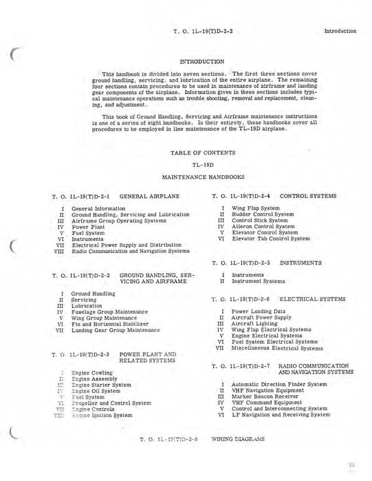 Cessna TL-19D Series 1956 Maintenance Instructions Ground Handling, Servicing, and Airframe   (1L-19(T)D-2-2)