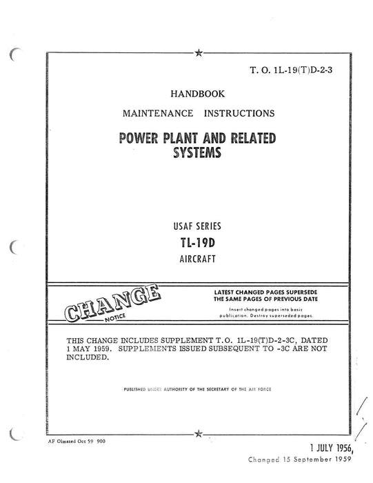 Cessna TL-19D Series 1956 Maintenance Instructions Power Plant and Related Systems (1L-19(T)D-2-3)
