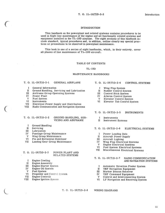 Cessna TL-19D Series 1956 Maintenance Instructions Power Plant and Related Systems (1L-19(T)D-2-3)