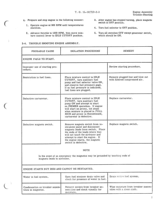 Cessna TL-19D Series 1956 Maintenance Instructions Power Plant and Related Systems (1L-19(T)D-2-3)