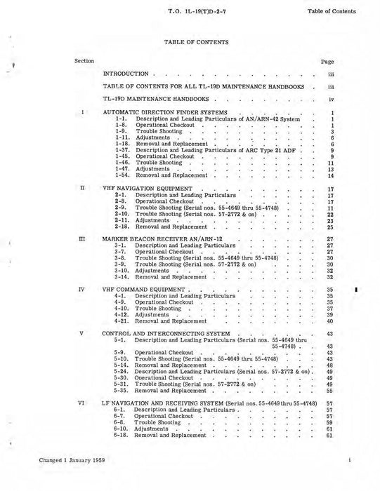 Cessna TL-19D Series 1957 Maintenance Manual Radio Communication and Navigation Systems(1L-19(T)D-2-7)