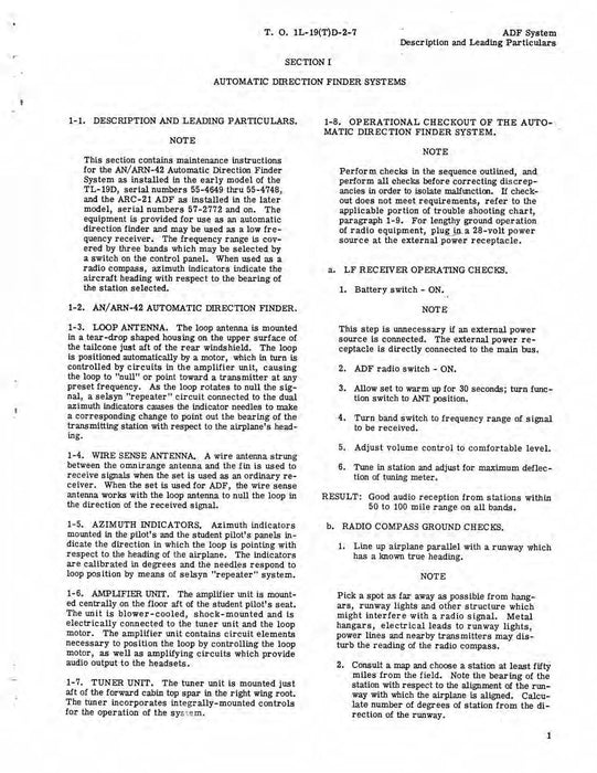 Cessna TL-19D Series 1957 Maintenance Manual Radio Communication and Navigation Systems(1L-19(T)D-2-7)