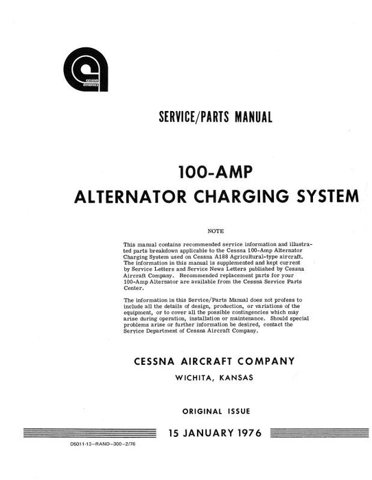 Cessna Alternator Charging Sys 1967 Maintenance-Parts (CEALTCHGE-67MC)