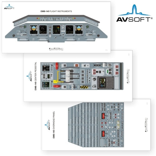Avsoft EMB 145 Cockpit Posters (Set of 3 Posters)