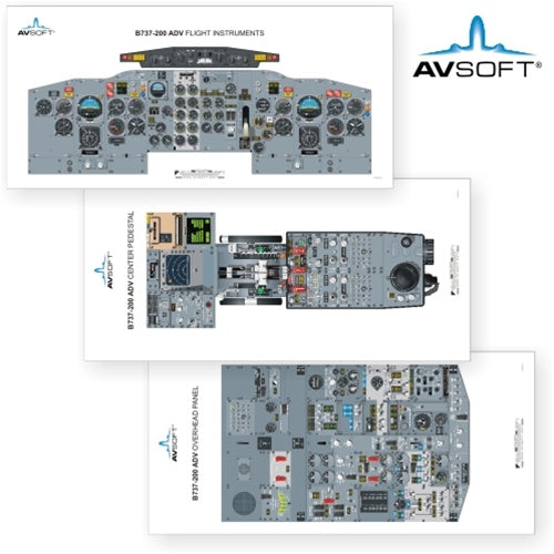 Avsoft B737-200-Adv Cockpit Posters (Set of 3 Posters)