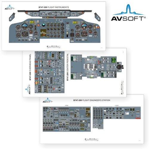 Avsoft B747-200 Cockpit Posters (Set of 3 Posters)