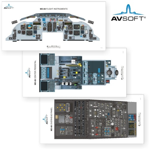 Avsoft MD-88 Cockpit Posters (Set of 3 Posters)