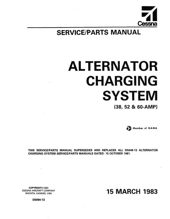 Cessna Alternator Charging Sys 1983 Maintenance-Parts (D5064-13)