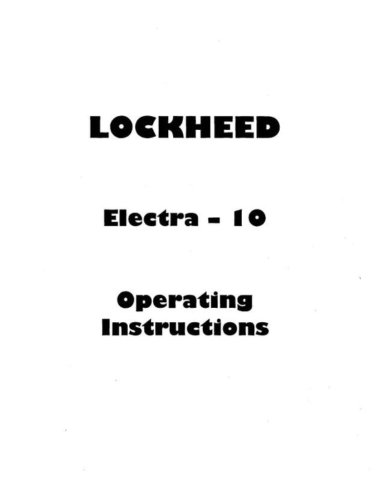 Lockheed  Electra-10 Operating Instructions