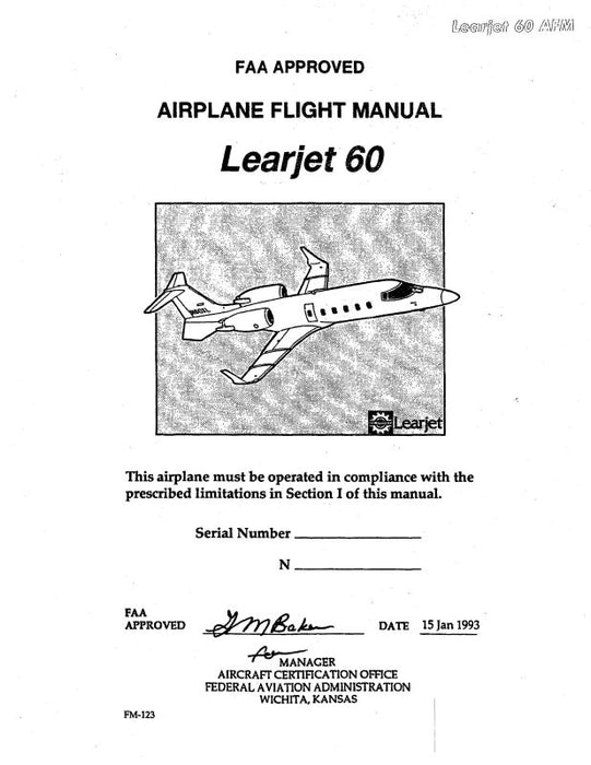 Learjet  60 1993 FAA Approved Airplane Flight Manual