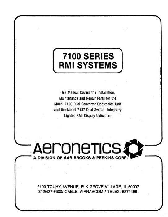 Aeronetics 7100 Series RMI Systems Maintenance, Installation, Parts (A*7100SER-M-C)