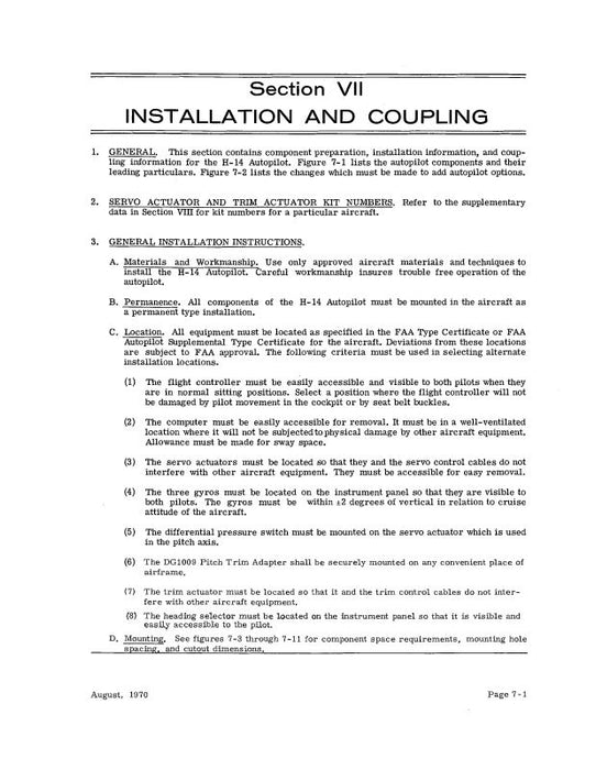 Beech H-14 Autopilot Installation Manual (BEH14--IN-C)