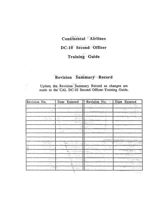 Continental Airlines DC-10 Training Guide Second Officers Training Guide (CADC10-TR-C)