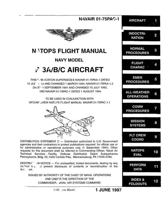 Lockheed P-3A, P-3B, P-3C 1999 Natops Flight Manual (01-75PAC-1)