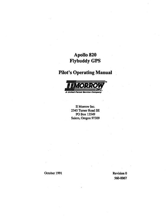 II Morrow Inc Apollo 820 Flybuddy GPS Pilots Guide (560-0067)