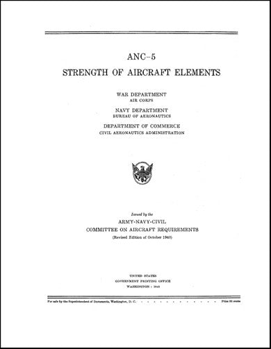 US Government Strength Of Aircraft Elements Instruction Book (ANC-5)