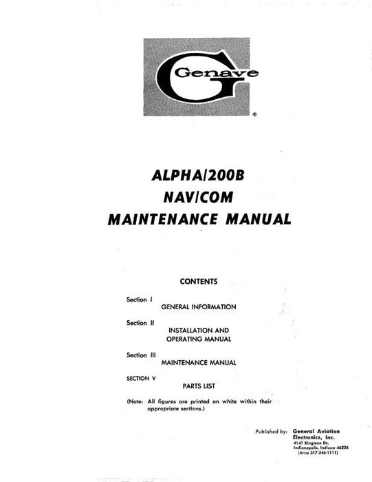 Genave Alpha 200B Nav-Com Maintenance Manual (GNALPHA200B-M-C)