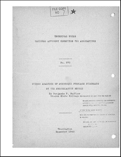 US Government Stress Analysis Of Monocoque Technical Notes (NO.-870)