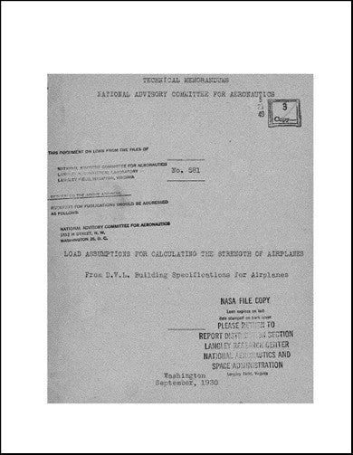US Government Load Assumptions For Calculating Technical Memorandums (NO.-581)