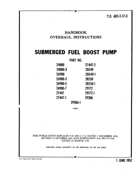 Adel Submerged Fuel Boost Pump Overhaul Instructions (6R5-2-17-3)