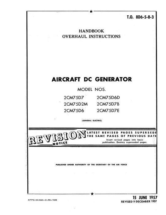 General Electric Company DC Starter-Generator 1957 Overhaul Instructions (8D6-5-8-3)