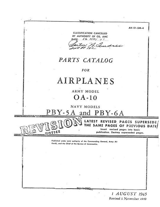 Consolidated OA-10 Navy PBY-5A, -6A Parts Catalog (01-5M-4)