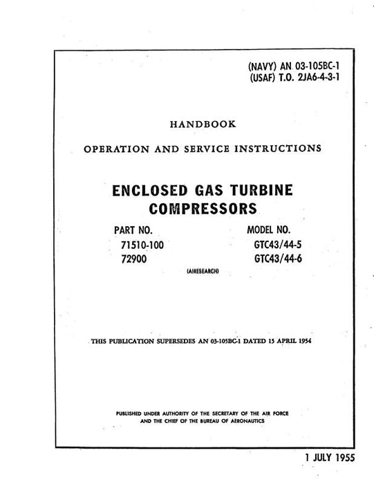 Garrett GTC43-44-5, 44-6 1955 Operation & Maintenance Manual (03-105BC-1)