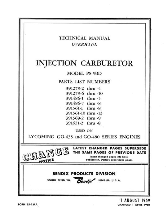 Bendix PS-5BD Injection Carburetor Overhaul Manual (15-137A)