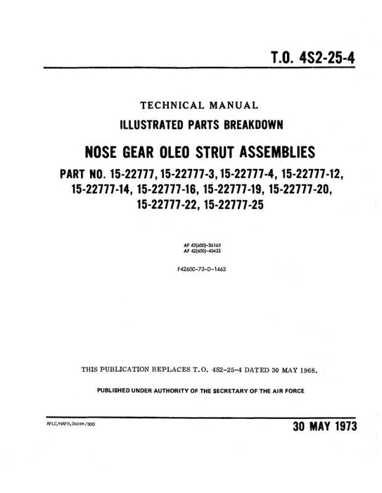 Boeing Company Nose Gear Oleo Strut Assembly Parts Catalog (4S2-25-4)