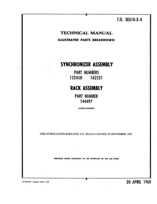 Curtiss-Wright Synchronizer & Rack Assembly Illustrated Parts (3EA10-3-4)