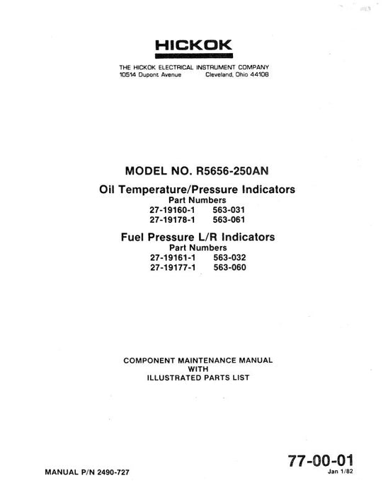 Hickok Electrical Model R5656-250AN 1982 Component Maintenance With Illustrated Parts (2490-727)