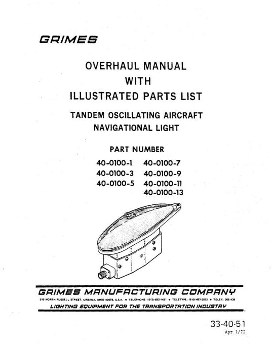 Grimes Tandem Oscillating Light Overhaul With Illustrated Parts (33-40-51)