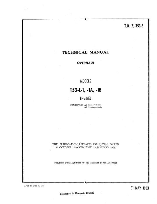 Lycoming T53-L-1, -1A, -1B 1963 Overhaul Manual (2J-T53-3)